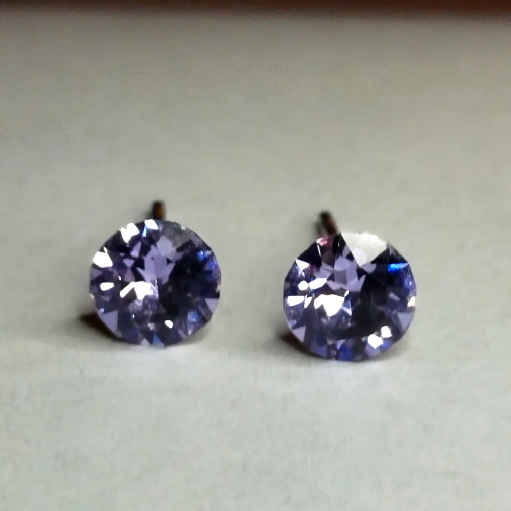 Swarovski Crystal Stud Earrings in Violet